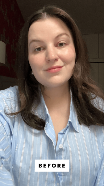 Singh before applying the K18 AstroLift Reparative Volume Spray