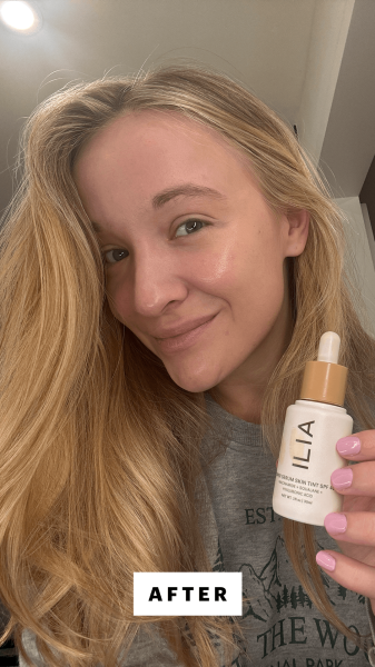 Herrick after applying the Ilia Super Serum Skin Tint